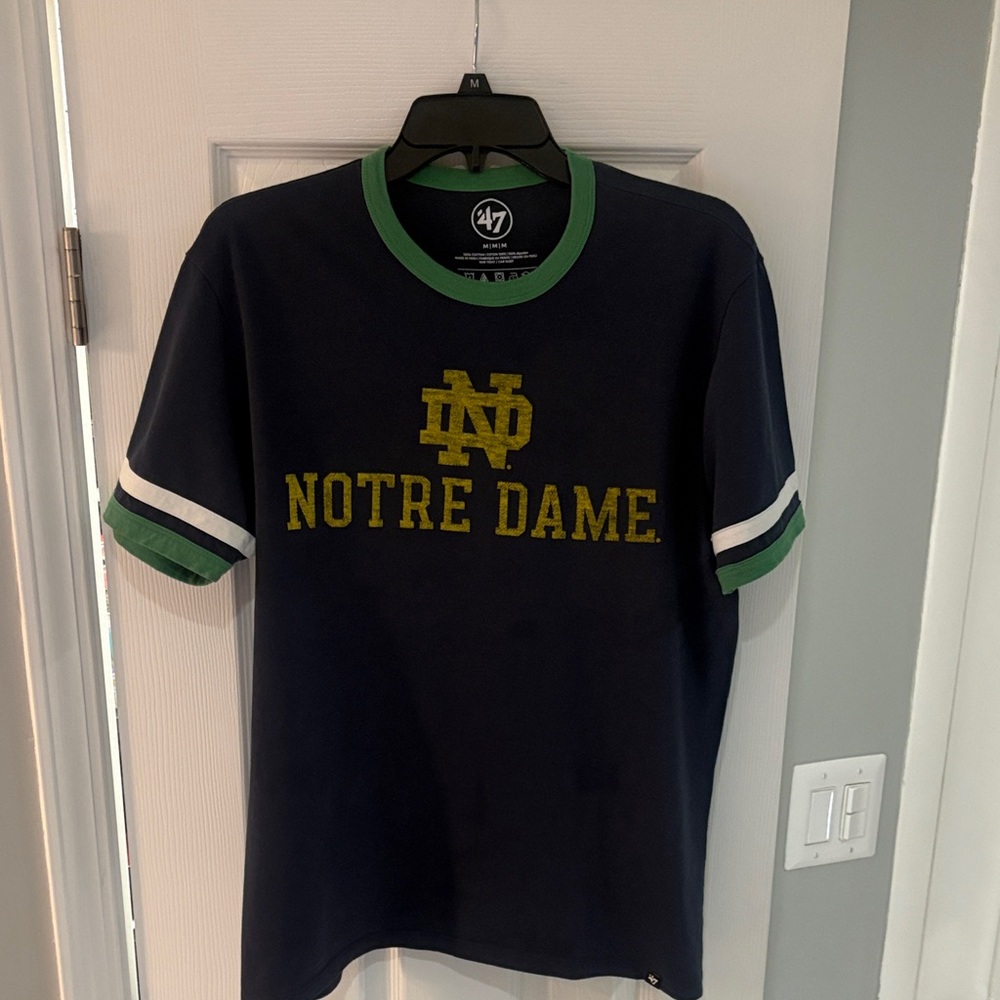 47 Brand Navy and Green Notre Dame Tee